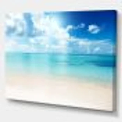 Sand of Beach Blue Caribbean Sea  Canvas Wall Art Print