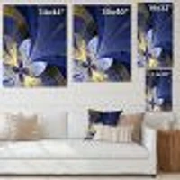 Blue and Yellow  Fractal Pattern Canvas Art Print