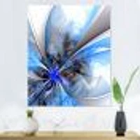 Symmetrical Large Blue Fractal Flower  Canvas Art Print