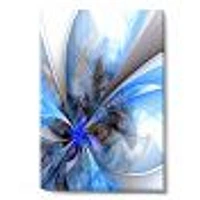 Symmetrical Large Blue Fractal Flower  Canvas Art Print