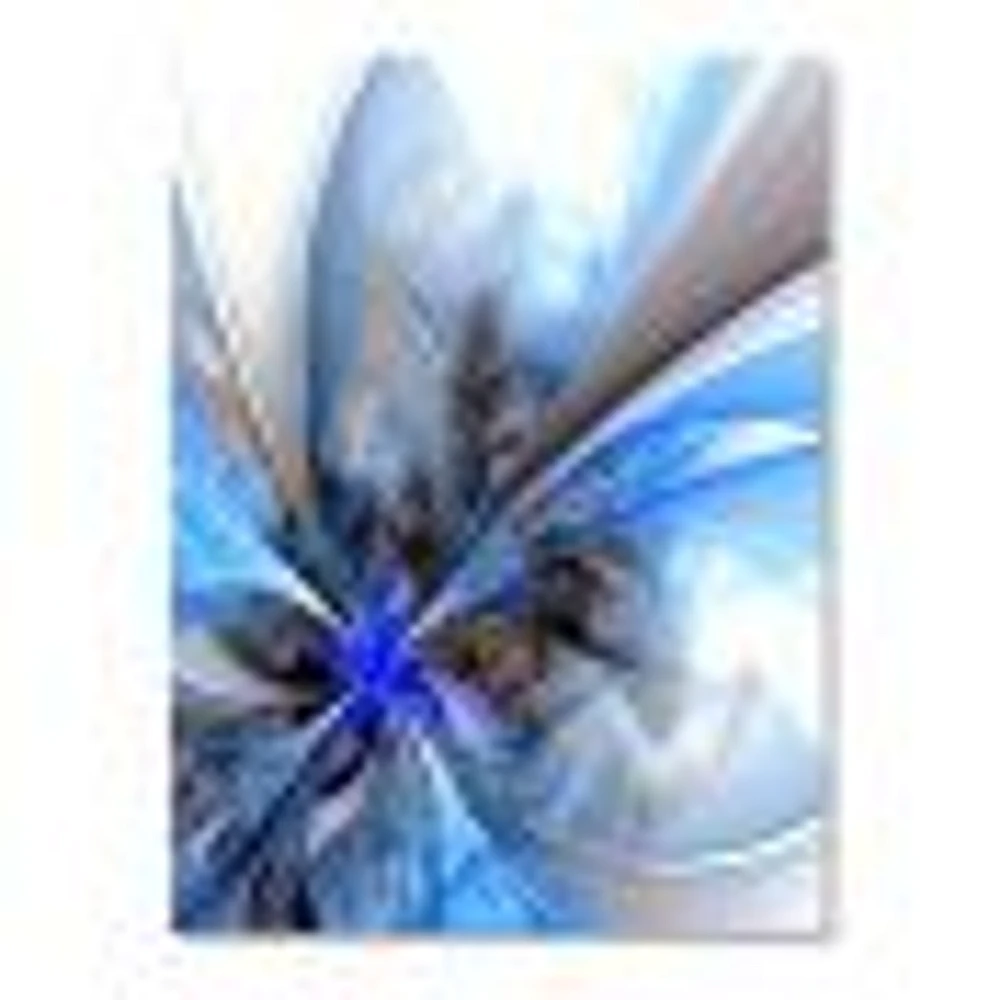 Symmetrical Large Blue Fractal Flower  Canvas Art Print