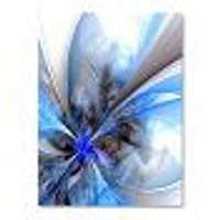 Symmetrical Large Blue Fractal Flower  Canvas Art Print