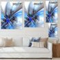 Symmetrical Large Blue Fractal Flower  Canvas Art Print