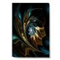 Brown Blue Fractal Flower Black  Canvas Art