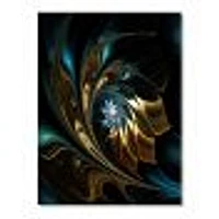 Brown Blue Fractal Flower Black  Canvas Art