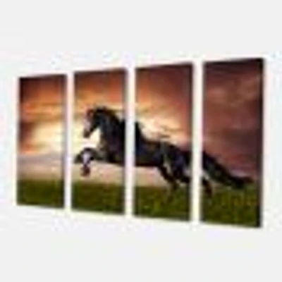 Toile « Black Friesian Horse Gallop