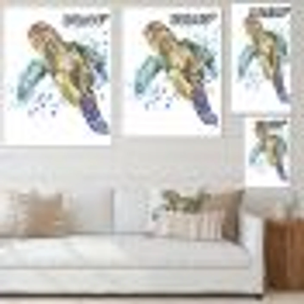 Blue Sea Turtle  Canvas Art Print