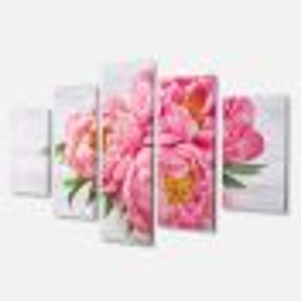 Bunch of Peony Flowers Vase  Canvas Wall Art