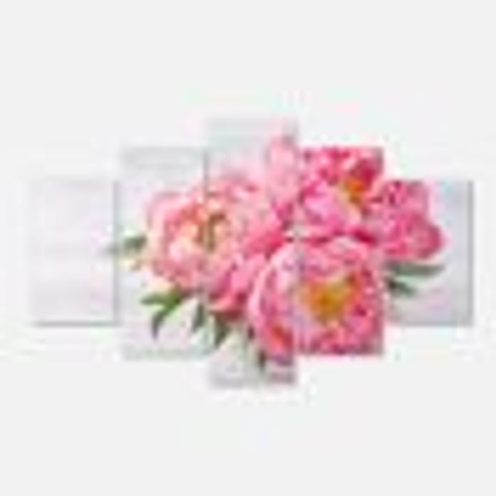 Bunch of Peony Flowers Vase  Canvas Wall Art