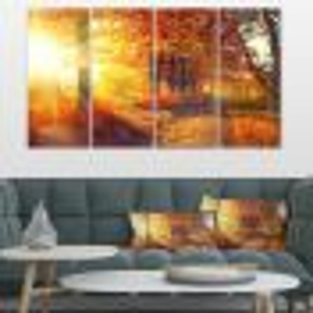 Autumnal Trees Sunrays Canvas Wall Art - 4-5 Panels