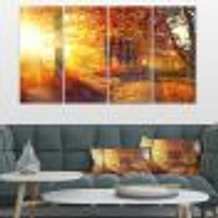 Autumnal Trees Sunrays Canvas Wall Art - 4-5 Panels