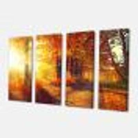 Autumnal Trees Sunrays Canvas Wall Art - 4-5 Panels