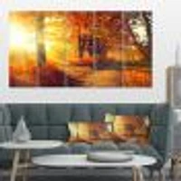 Autumnal Trees Sunrays Canvas Wall Art - 4-5 Panels