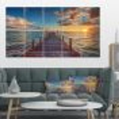 Brilliant Sunrise over Sea Pier  Canvas Wall Art