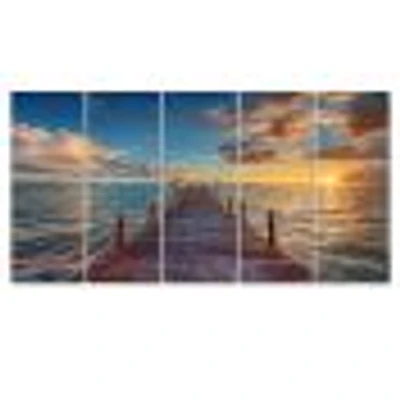 Brilliant Sunrise over Sea Pier  Canvas Wall Art
