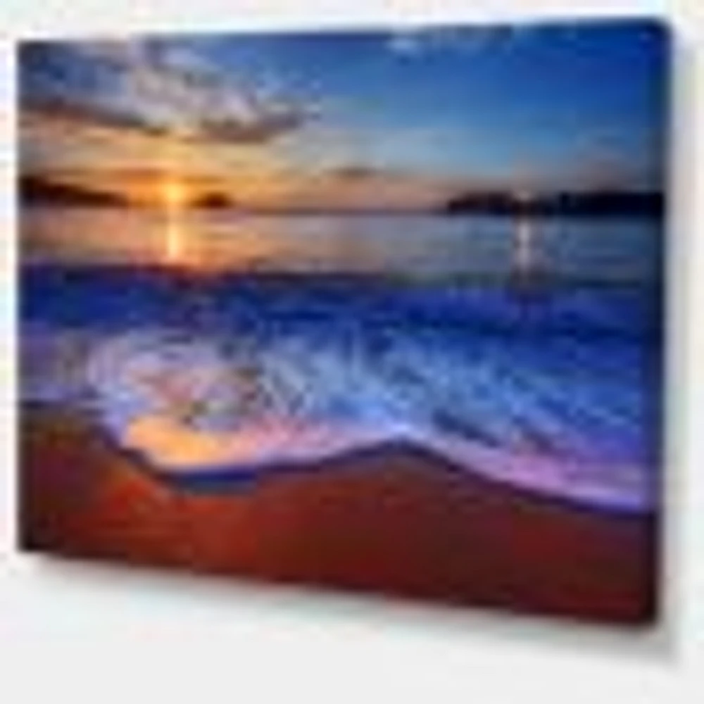 Blue Waves on Sandy Beach Wall Art