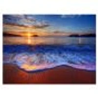 Blue Waves on Sandy Beach Wall Art