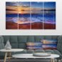 Blue Waves on Sandy Beach Canvas Wall Art - 4-5 Panels