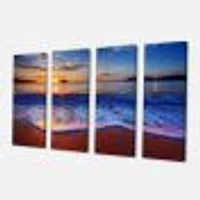 Blue Waves on Sandy Beach Canvas Wall Art - 4-5 Panels