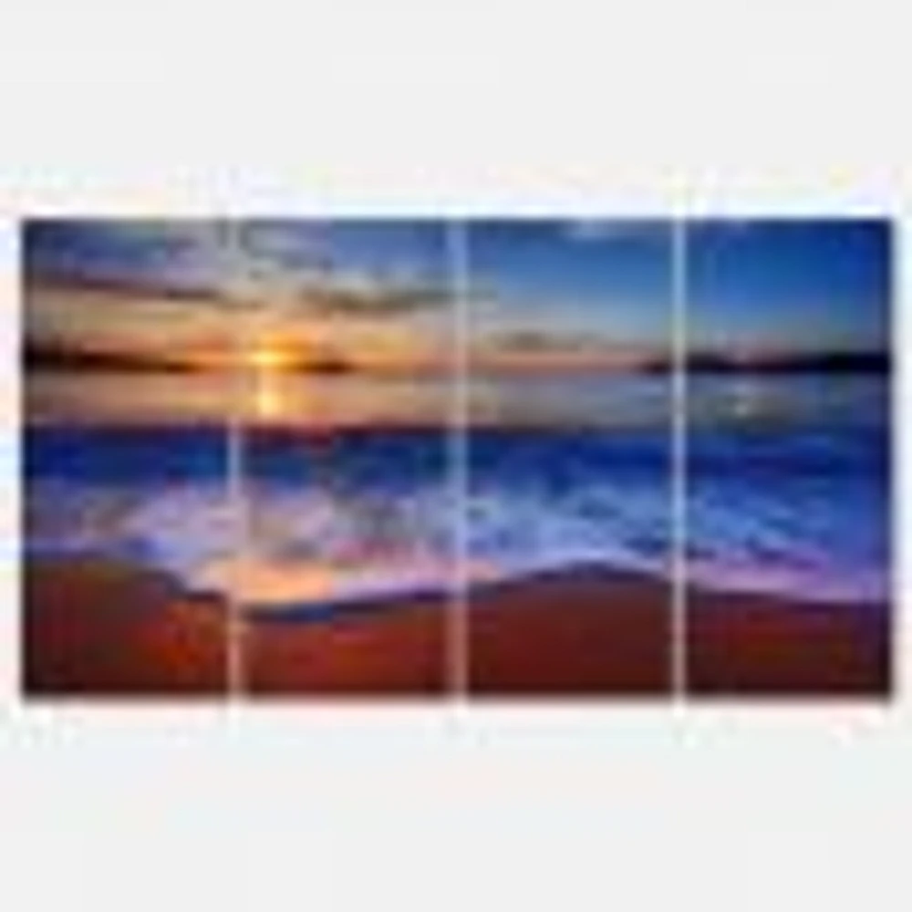 Blue Waves on Sandy Beach Canvas Wall Art - 4-5 Panels