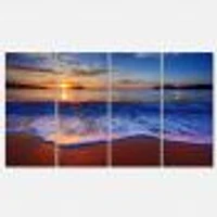 Blue Waves on Sandy Beach Canvas Wall Art - 4-5 Panels