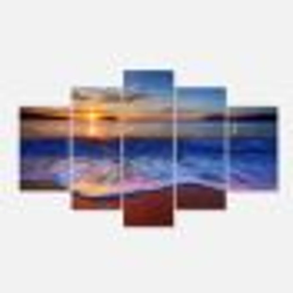 Blue Waves on Sandy Beach Canvas Wall Art - 4-5 Panels