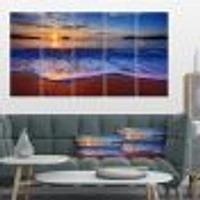 Blue Waves on Sandy Beach Canvas Wall Art - 4-5 Panels