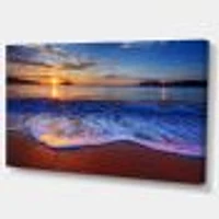 Blue Waves on Sandy Beach Wall Art