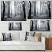 Black and White Foggy Forest Canvas Wall Art