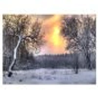 Winter Landscape with Yellow Sun  Wall Art