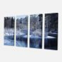 Winter Lake Deep Forest Canvas Wall Art Panels