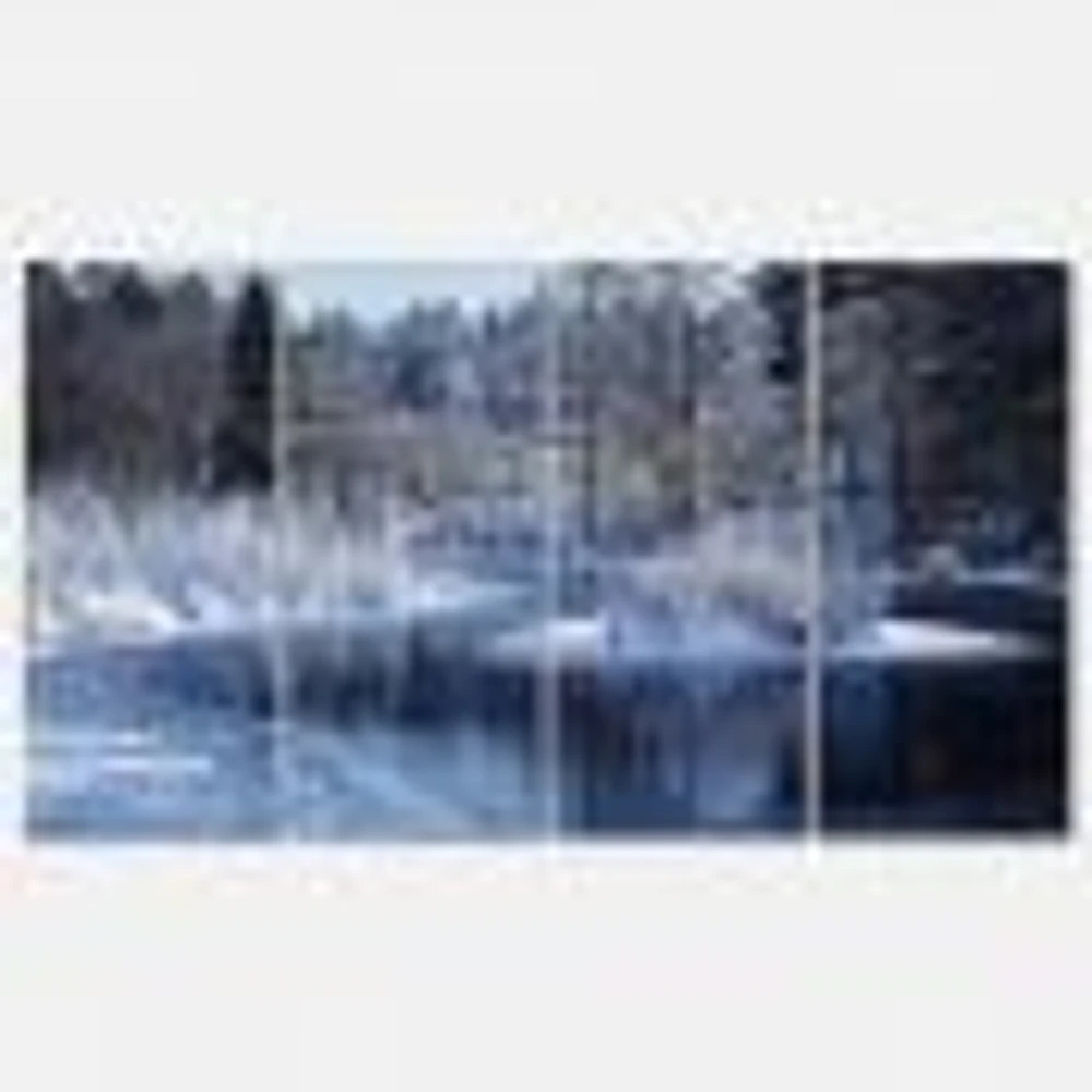 Winter Lake Deep Forest Canvas Wall Art Panels