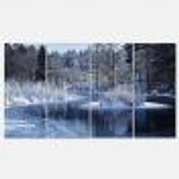 Winter Lake Deep Forest Canvas Wall Art Panels