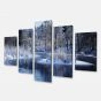 Winter Lake Deep Forest Canvas Wall Art Panels