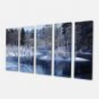 Winter Lake Deep Forest Canvas Wall Art Panels