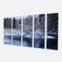 Winter Lake Deep Forest Canvas Wall Art Panels