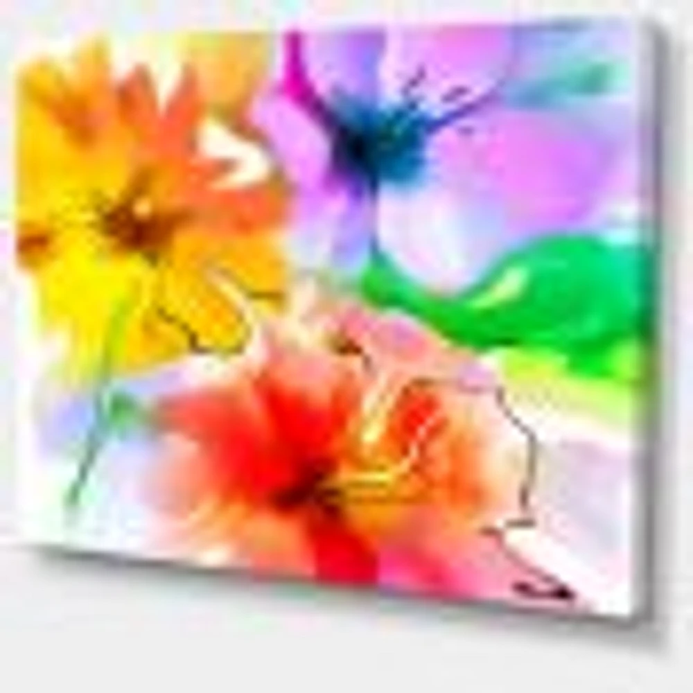 Bunch of Colorful Flowers Sketch  Wall Art