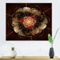 Dark Gold Red Fractal Flower Pattern  Wall Art