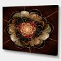 Dark Gold Red Fractal Flower Pattern  Wall Art