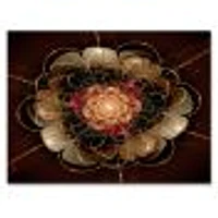 Dark Gold Red Fractal Flower Pattern  Wall Art