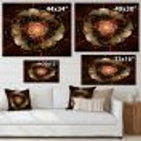 Dark Gold Red Fractal Flower Pattern  Wall Art