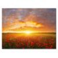 Poppy Field under Bright Sunset  Wall Art