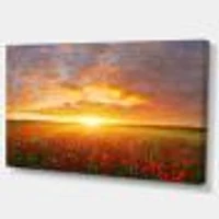 Poppy Field under Bright Sunset  Wall Art