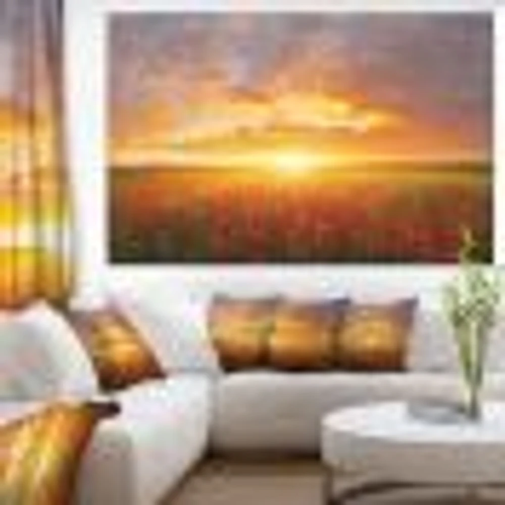 Poppy Field under Bright Sunset  Wall Art