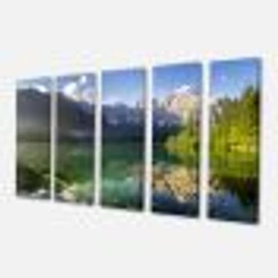 Green Mountain Lake the Alps Canvas Wall Art Panels