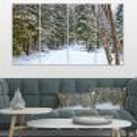 Snowy Road the Forest  Canvas Wall Art