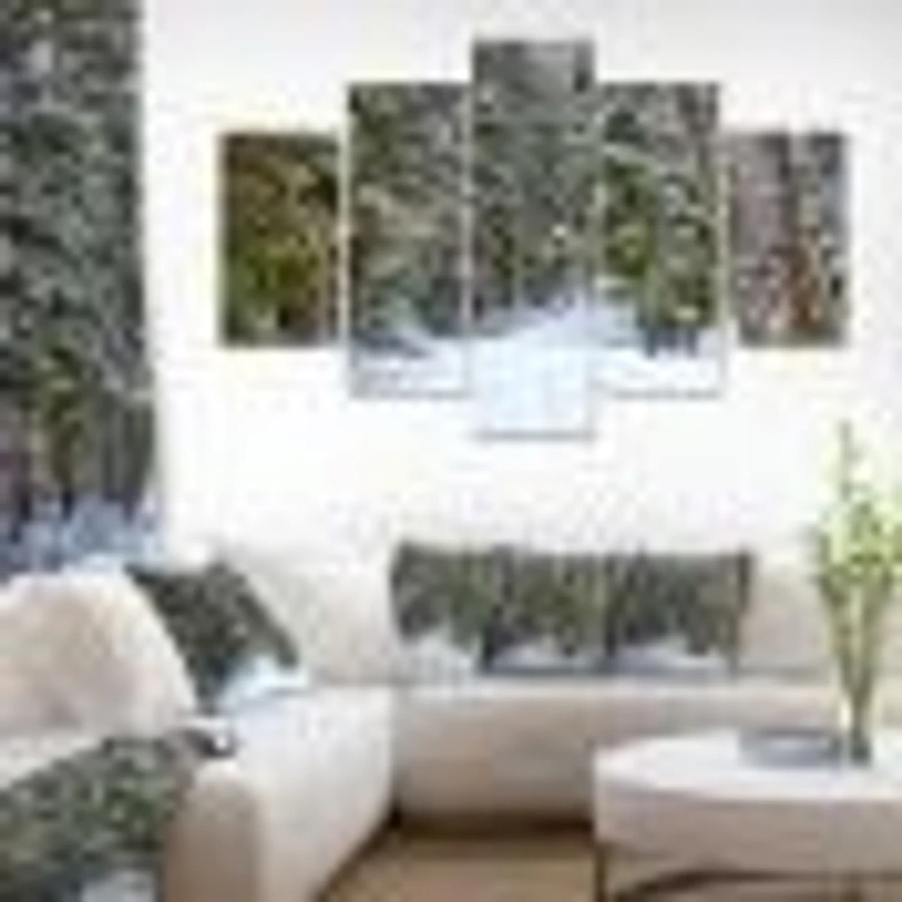 Snowy Road the Forest  Canvas Wall Art