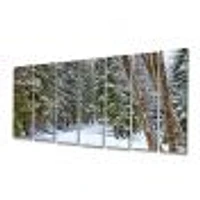 Snowy Road the Forest  Canvas Wall Art