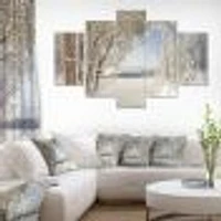 Lake Winter Woods - 4 Canvas Wall Art