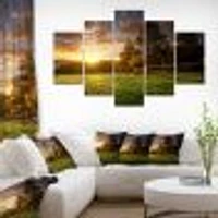 Fenced Ranch at Sunrise Canvas Wall Art Panels